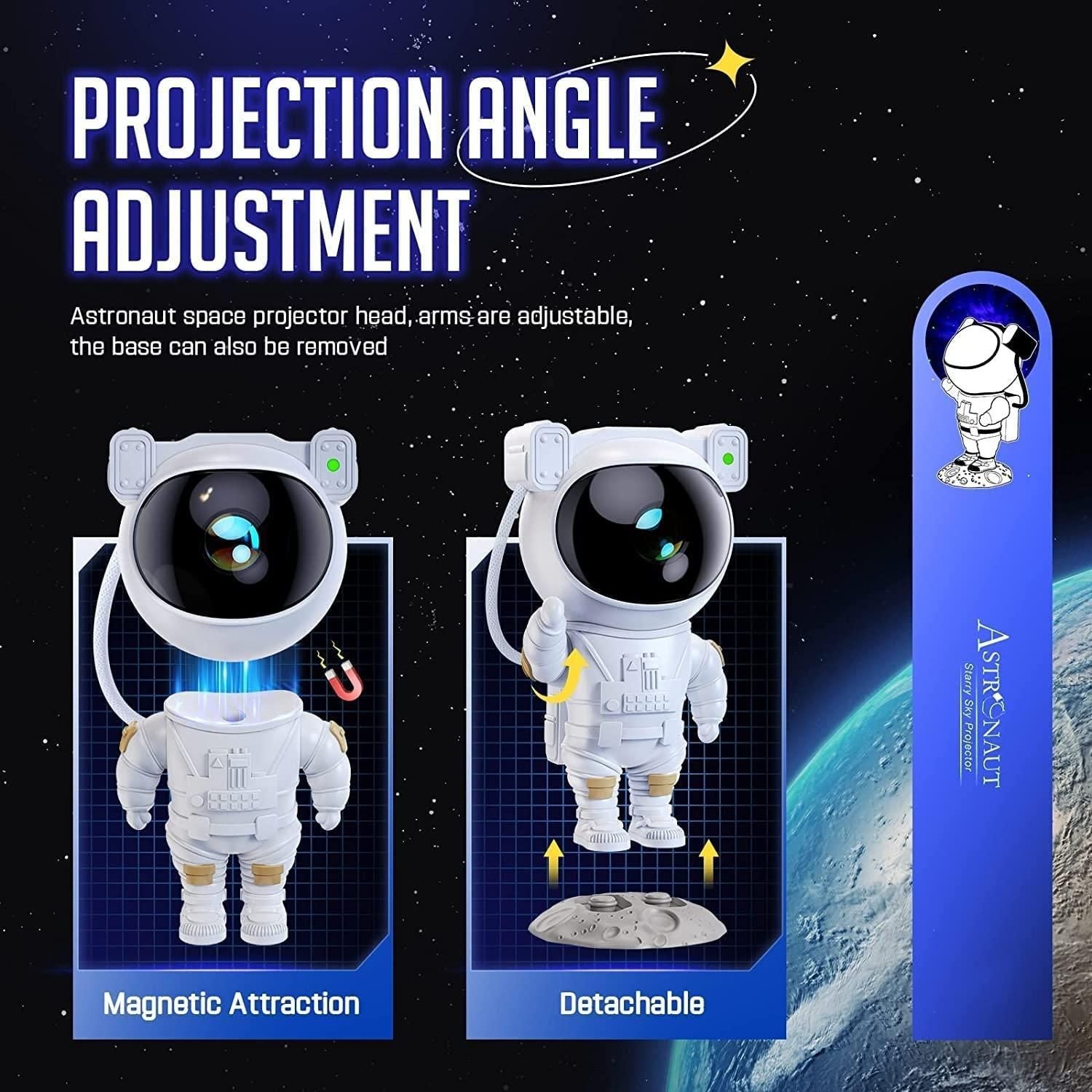 Astronaut Galaxy Projector – 360° Magnetic Head Rotation with Remote Control
