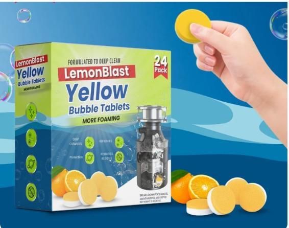 🍋 LemonBlast Yellow Bubble Tablets (24 pcs)  Powerful Bubble Action | Deep Cleaning | Fresh Lemon Fragrance