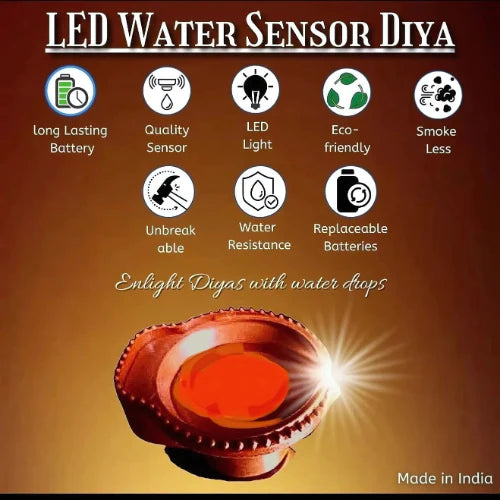 LED Light Water Sensor Diyas (Pack of 18)