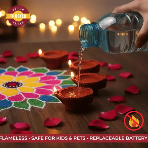 LED Light Water Sensor Diyas (Pack of 18)