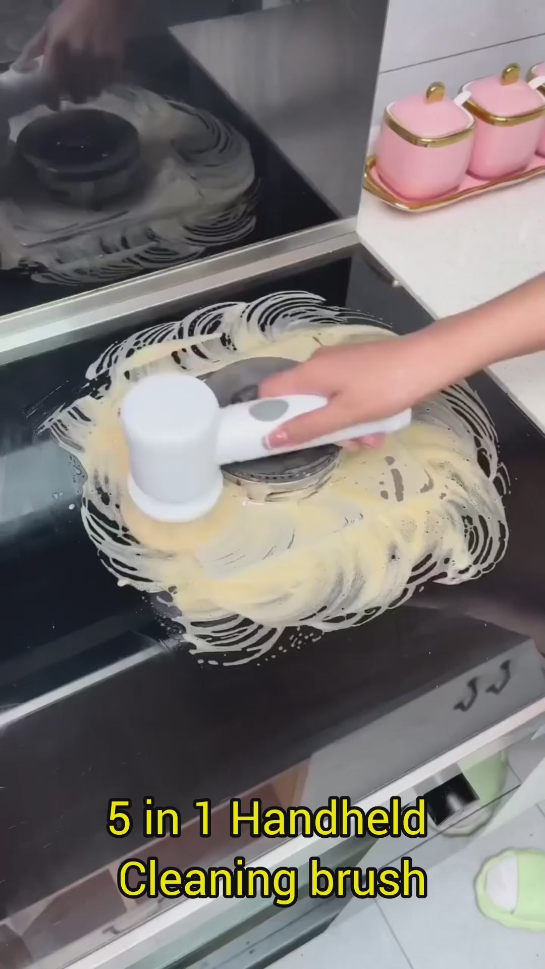 5 in 1 Handheld Bathroom Cleaning Brush Scrubber with Charging Cord